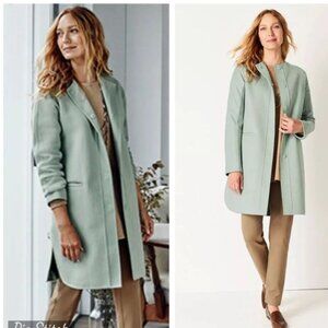 J Jill Coat Womens 1X Ice Jade Green Wool Blend Layering Coatigan Minimalist
